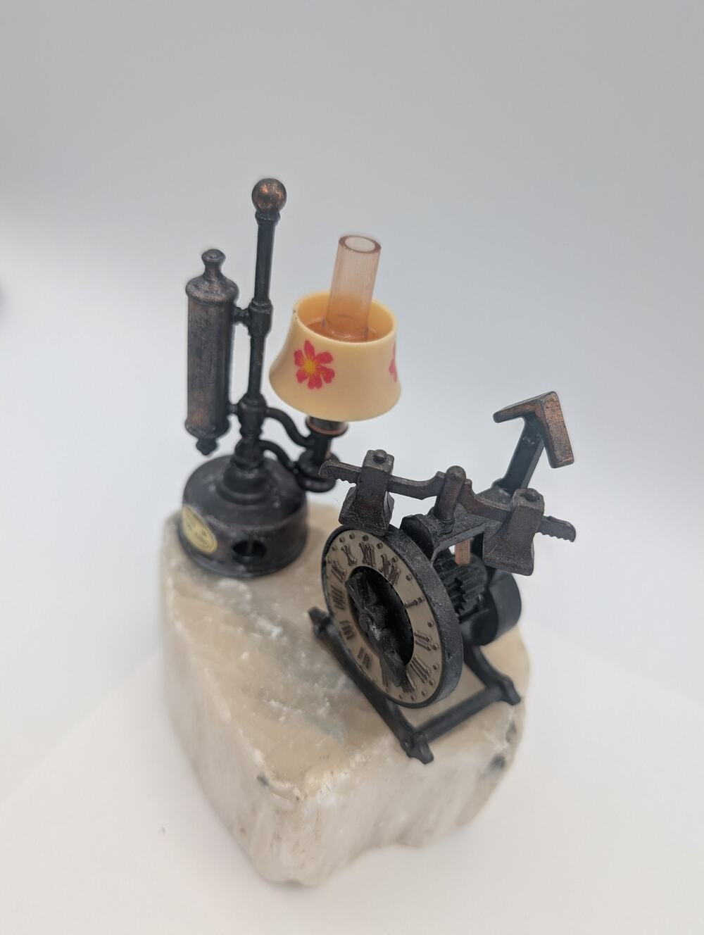 Vintage 1970s Hong Kong Miniature Pencil Sharpener Lot Telephone Clock & Lamp